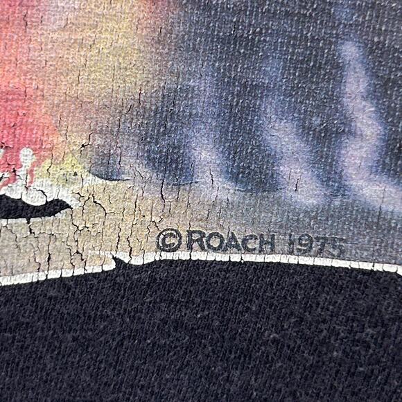 Vintage Chevy Corvette T Shirt Mens S Small Black 70s Roach Chevrolet C1 Tee - Picture 4 of 7